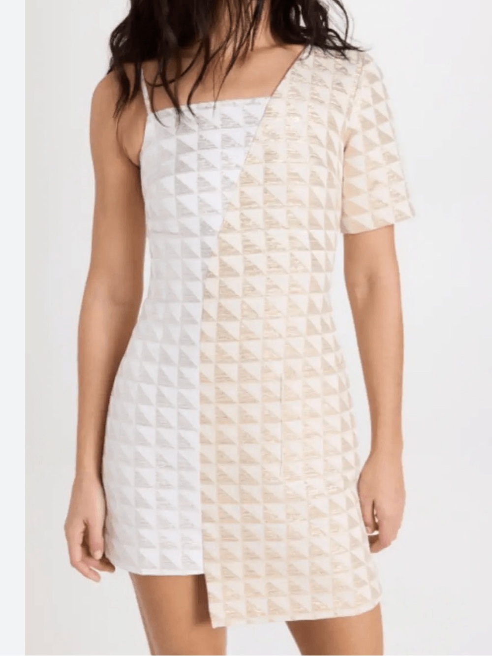 NWOT Autumn Adeigbo Eloise Metallic Asymmetric Mini Dress